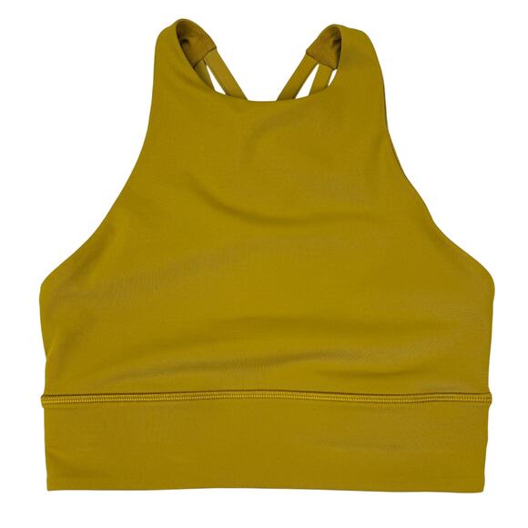 LULULEMON Energy Bra High Neck Long Line Size 4 Gold Spice - Picture 3 of 6